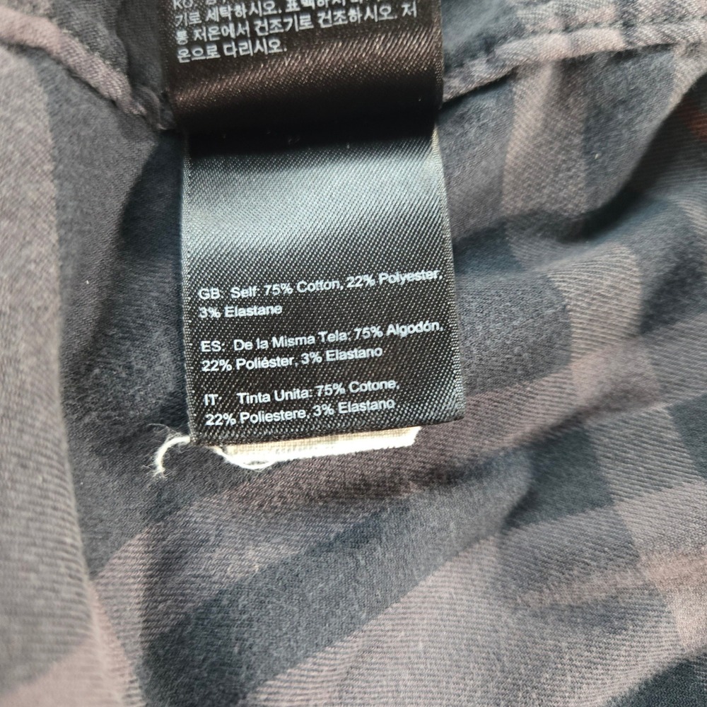 Black Diamond Mens Plaid Flannel Button Down Shirt Grey Black Orange Medium - Picture 15 of 16